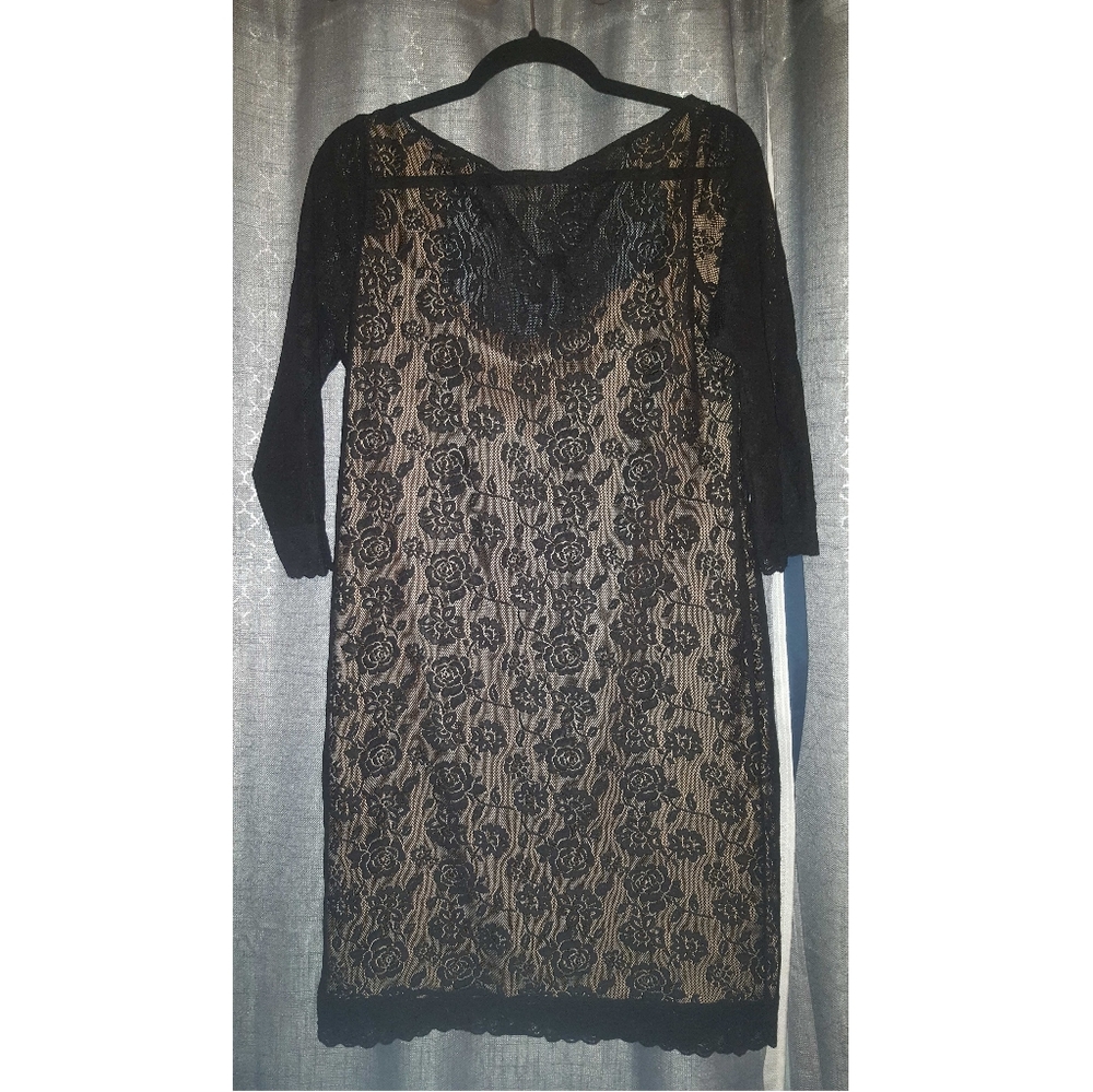 Black lace dress with nude underline